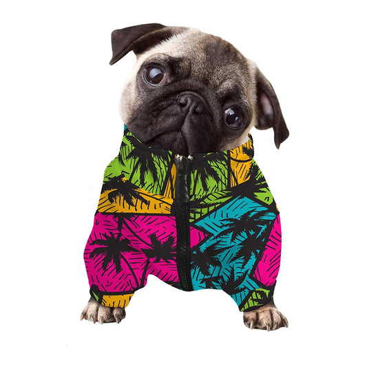 Colorful Palm Tree Pattern Print Dog Zip Up Jacket