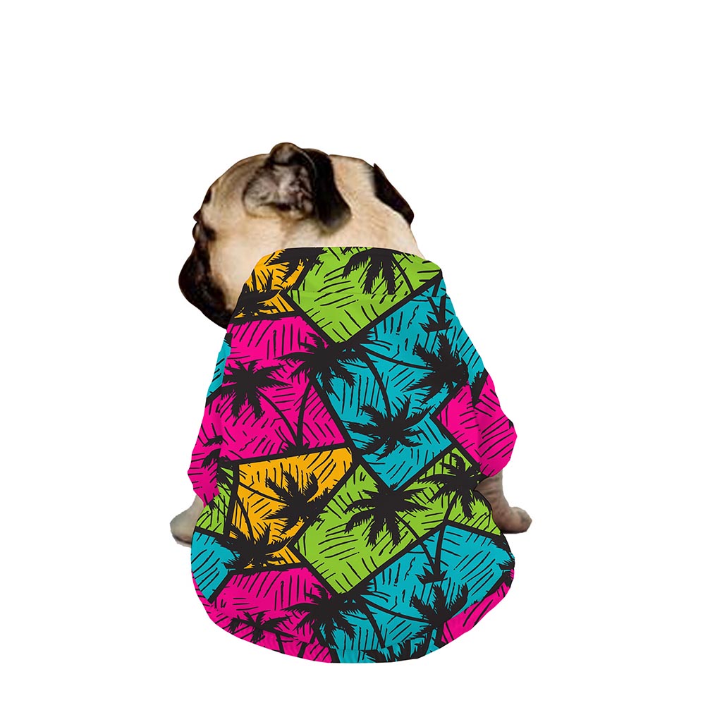 Colorful Palm Tree Pattern Print Dog Zip Up Jacket
