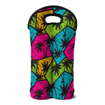 Colorful Palm Tree Pattern Print Double Neoprene Wine Tote