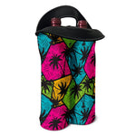 Colorful Palm Tree Pattern Print Double Neoprene Wine Tote
