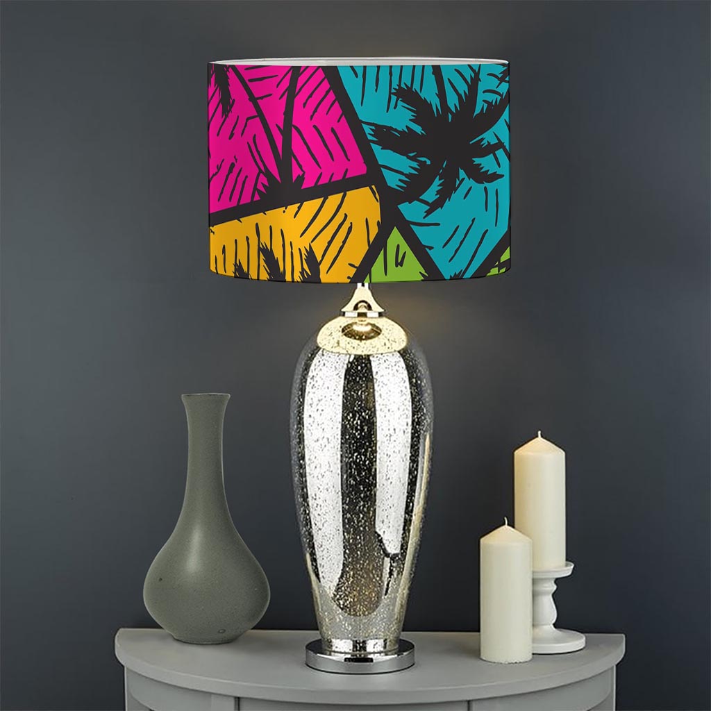Colorful Palm Tree Pattern Print Drum Lamp Shade