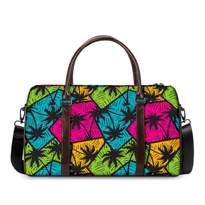 Colorful Palm Tree Pattern Print Duffle Bag