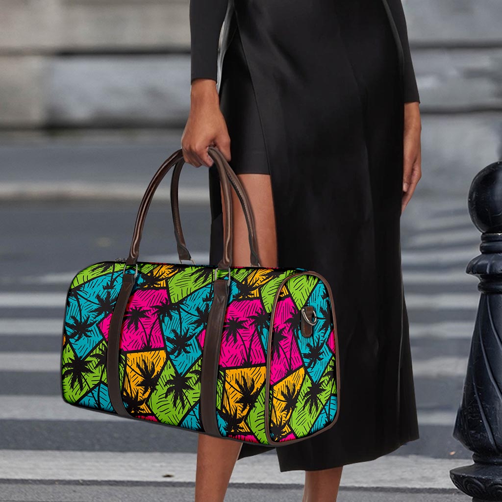 Colorful Palm Tree Pattern Print Duffle Bag