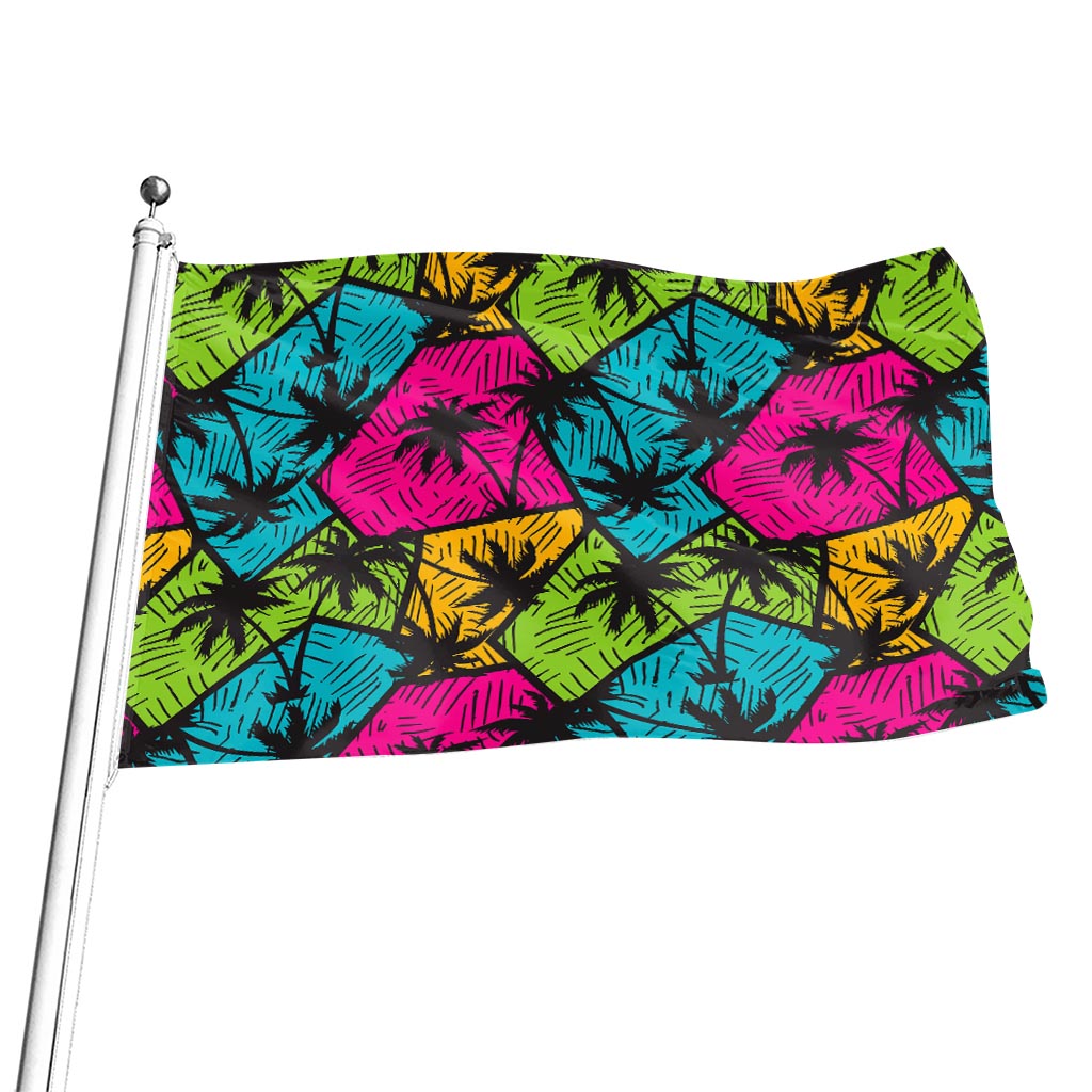Colorful Palm Tree Pattern Print Flag