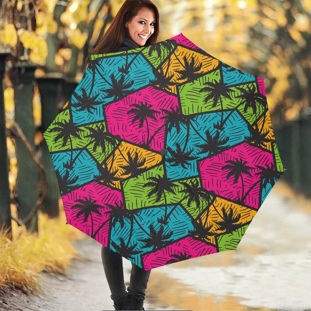 Colorful Palm Tree Pattern Print Foldable Umbrella
