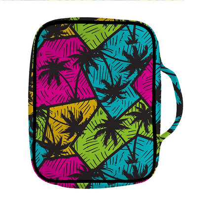 Colorful Palm Tree Pattern Print Front Pocket Bible Bag