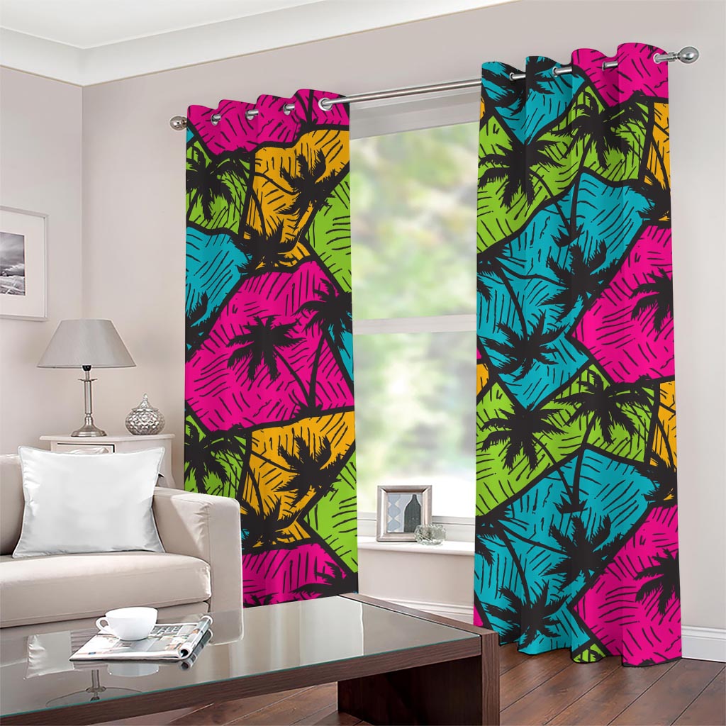 Colorful Palm Tree Pattern Print Grommet Curtains