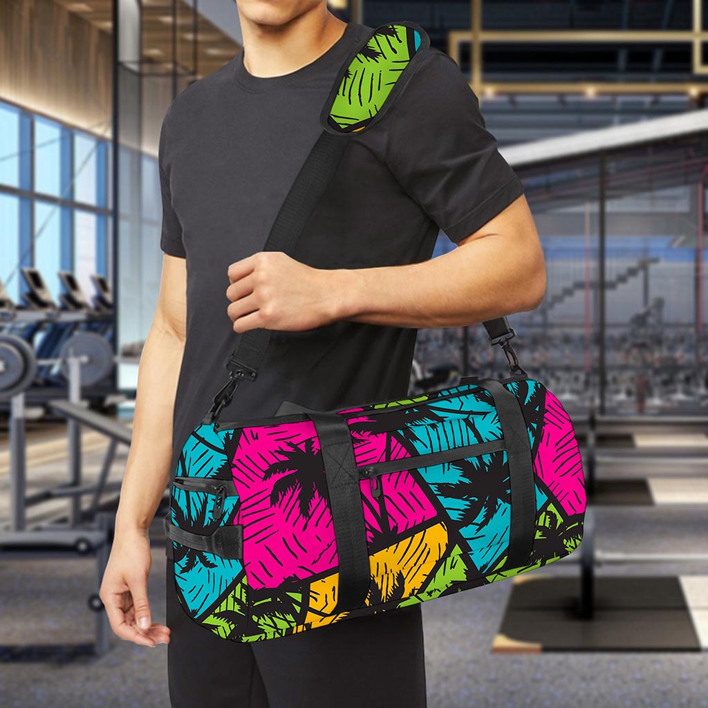 Colorful Palm Tree Pattern Print Gym Bag