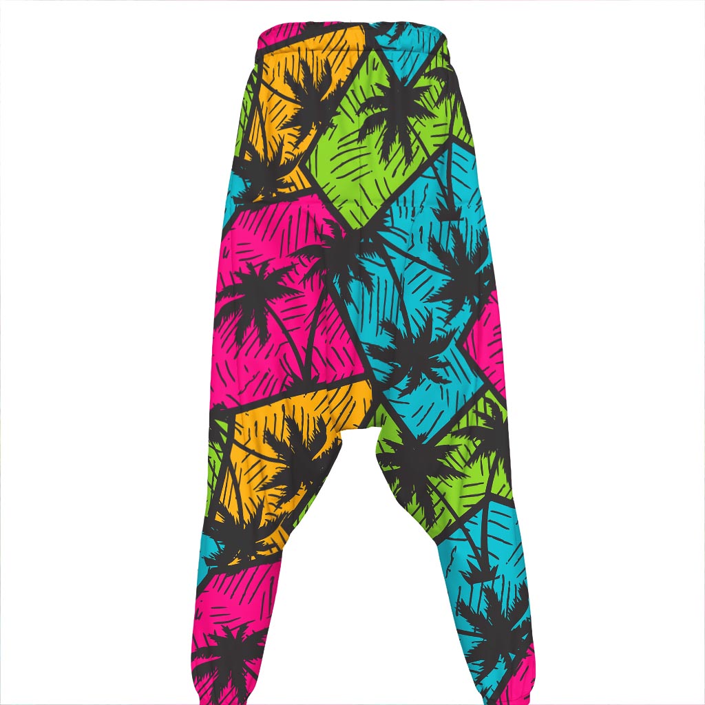 Colorful Palm Tree Pattern Print Hammer Pants