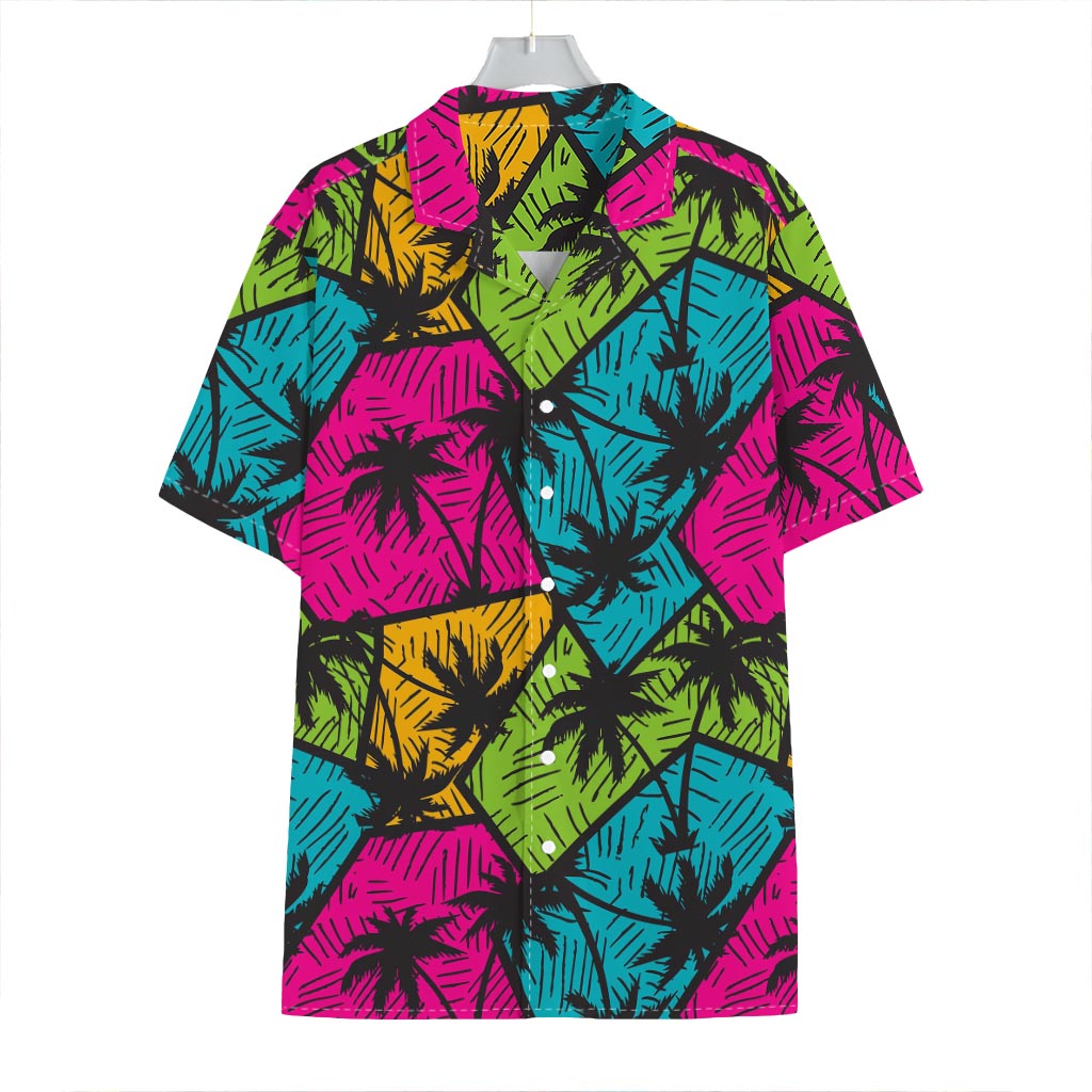 Colorful Palm Tree Pattern Print Hawaiian Shirt