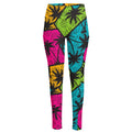 Colorful Palm Tree Pattern Print High-Waisted Pocket Leggings