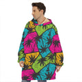 Colorful Palm Tree Pattern Print Hoodie Blanket