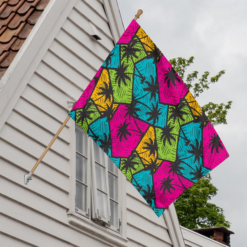 Colorful Palm Tree Pattern Print House Flag