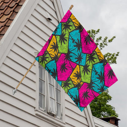 Colorful Palm Tree Pattern Print House Flag