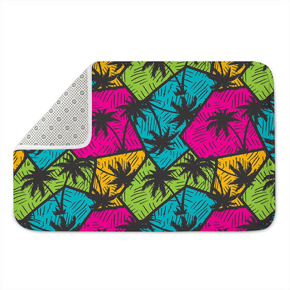 Colorful Palm Tree Pattern Print Indoor Door Mat