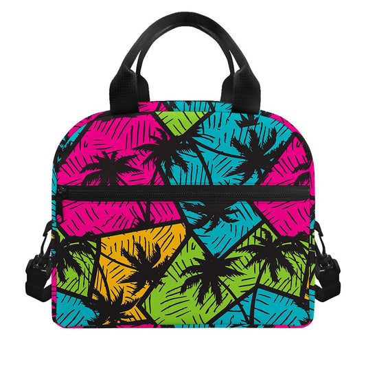 Colorful Palm Tree Pattern Print Insulated Lunch Bag