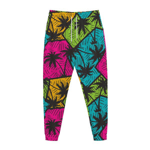 Colorful Palm Tree Pattern Print Jogger Pants