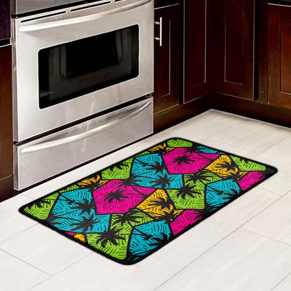 Colorful Palm Tree Pattern Print Kitchen Mat