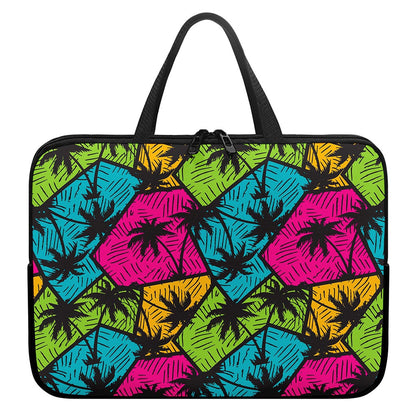 Colorful Palm Tree Pattern Print Laptop Sleeve With Handle