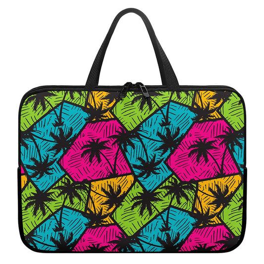 Colorful Palm Tree Pattern Print Laptop Sleeve With Handle