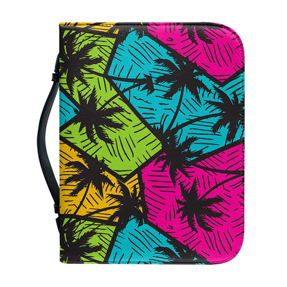 Colorful Palm Tree Pattern Print Leather Bible Cover