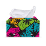 Colorful Palm Tree Pattern Print Leather Tissue Box Cover