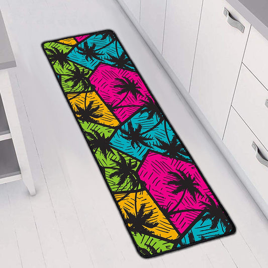 Colorful Palm Tree Pattern Print Long Kitchen Mat