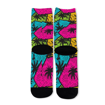 Colorful Palm Tree Pattern Print Long Socks