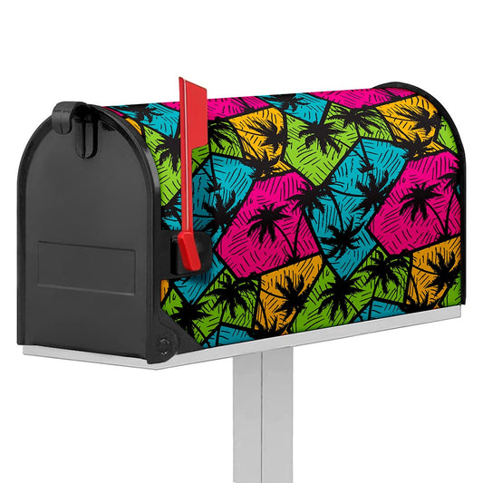 Colorful Palm Tree Pattern Print Mailbox Cover