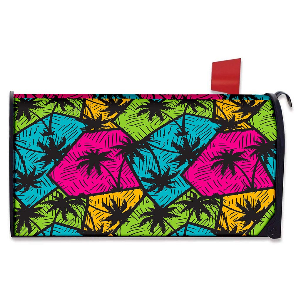 Colorful Palm Tree Pattern Print Mailbox Cover
