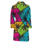 Colorful Palm Tree Pattern Print Men's Bathrobe