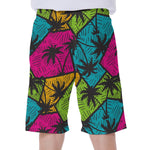 Colorful Palm Tree Pattern Print Men's Beach Shorts
