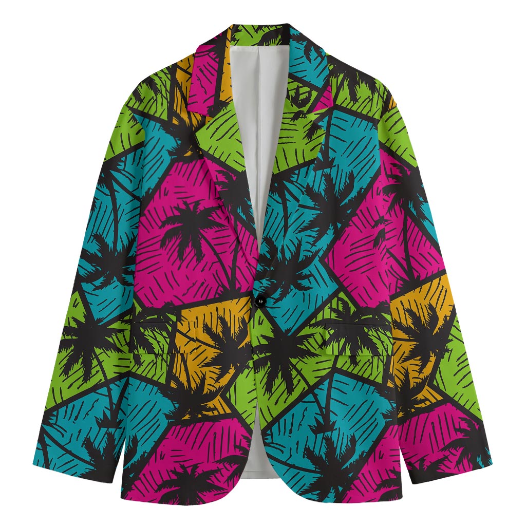 Colorful Palm Tree Pattern Print Men's Blazer
