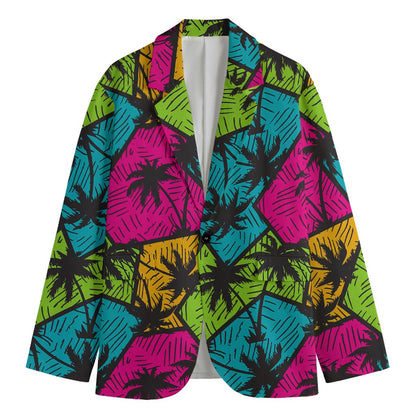 Colorful Palm Tree Pattern Print Men's Blazer