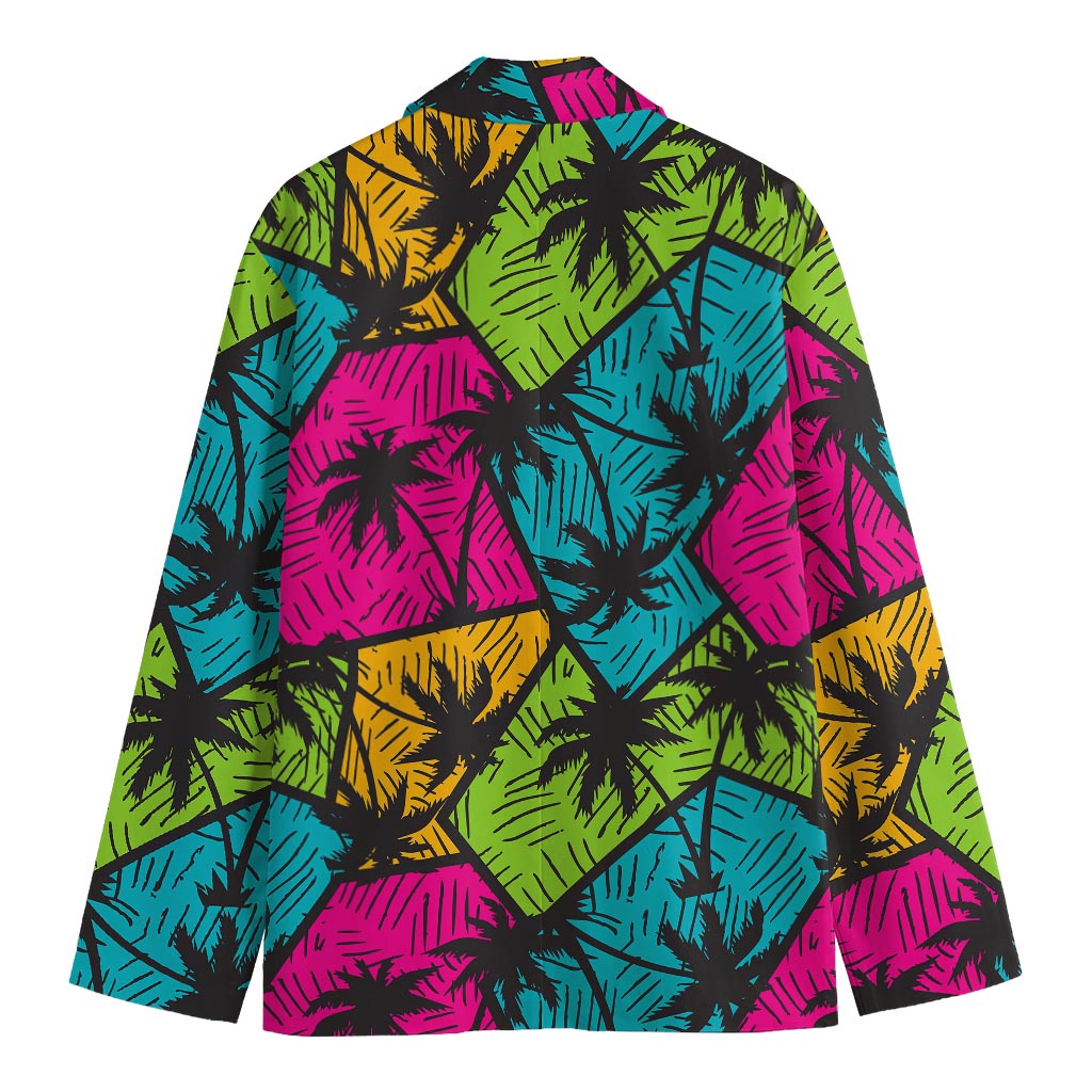 Colorful Palm Tree Pattern Print Men's Blazer