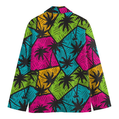 Colorful Palm Tree Pattern Print Men's Blazer