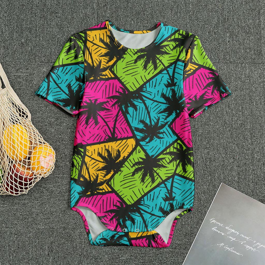 Colorful Palm Tree Pattern Print Men's Bodysuit