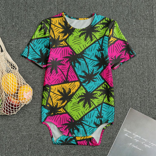Colorful Palm Tree Pattern Print Men's Bodysuit