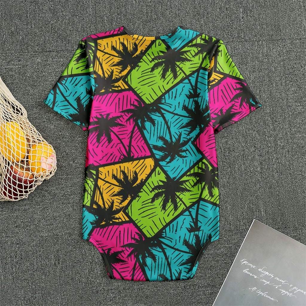Colorful Palm Tree Pattern Print Men's Bodysuit