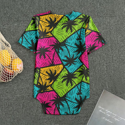 Colorful Palm Tree Pattern Print Men's Bodysuit