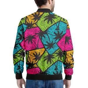 Colorful Palm Tree Pattern Print Men's Bomber Jacket