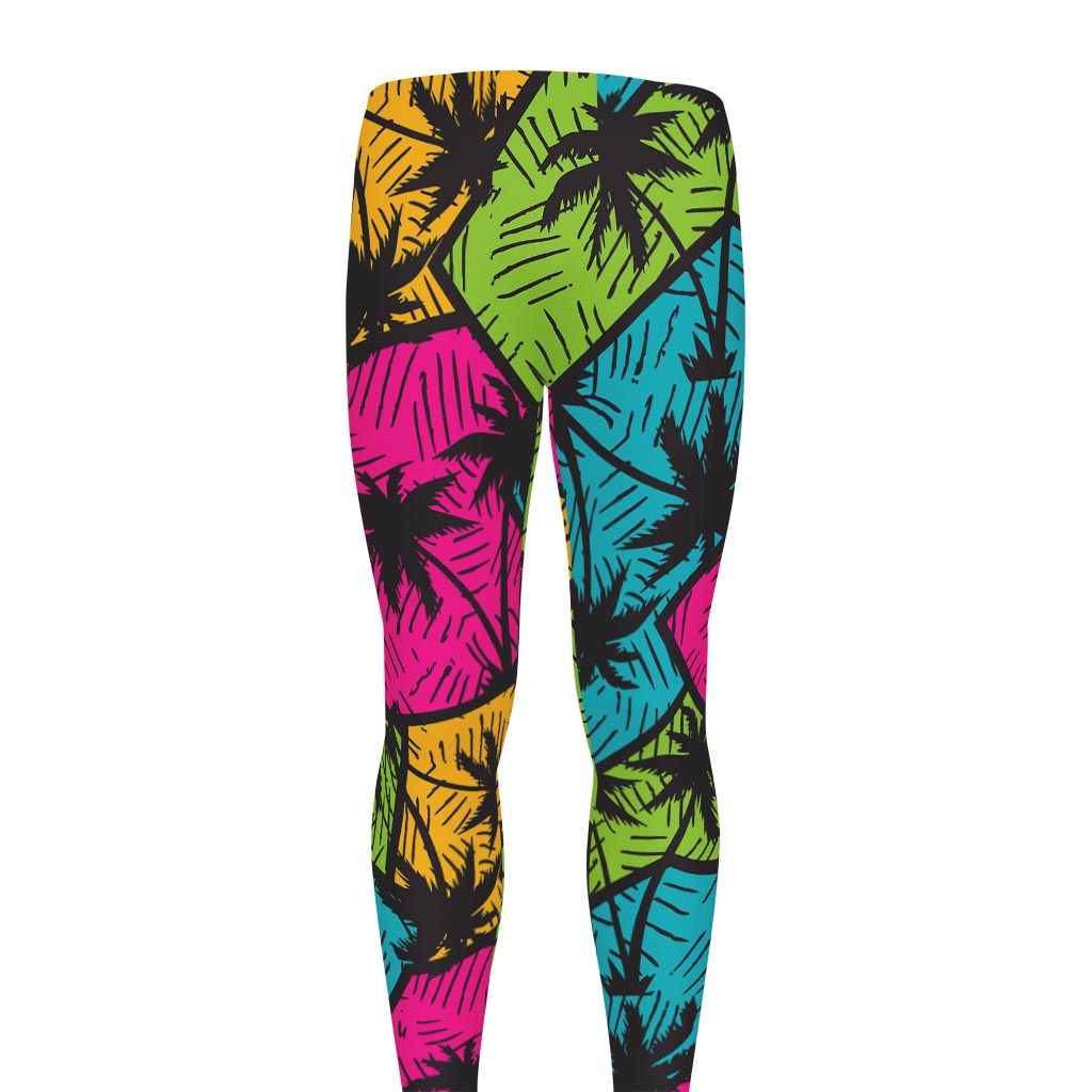 Colorful Palm Tree Pattern Print Men's leggings