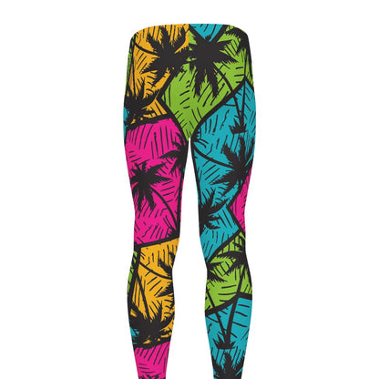 Colorful Palm Tree Pattern Print Men's leggings