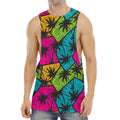 Colorful Palm Tree Pattern Print Men's Muscle Tank Top