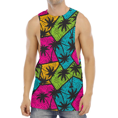 Colorful Palm Tree Pattern Print Men's Muscle Tank Top