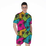 Colorful Palm Tree Pattern Print Men's Rompers