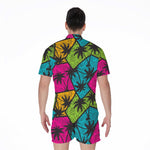 Colorful Palm Tree Pattern Print Men's Rompers