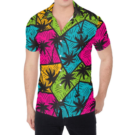 Colorful Palm Tree Pattern Print Men's Shirt