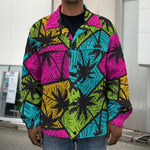 Colorful Palm Tree Pattern Print Men's Shirt Jacket