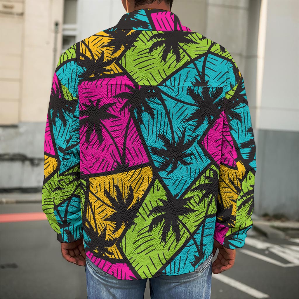 Colorful Palm Tree Pattern Print Men's Shirt Jacket